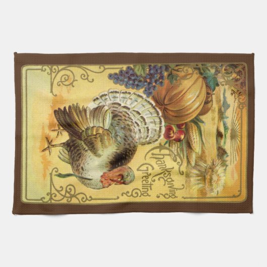  Thanksgiving Groeten met Turkije Theedoek (Horizontaal)