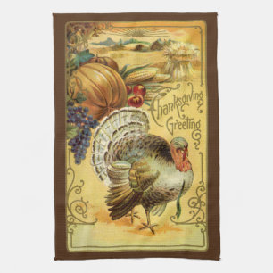 Thanksgiving Groeten met Turkije Theedoek