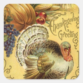  Thanksgiving Groeten met Turkije Vierkante Sticker