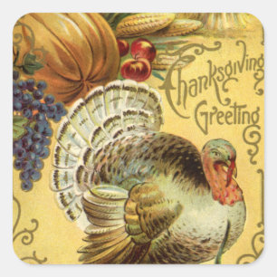  Thanksgiving Groeten met Turkije Vierkante Sticker