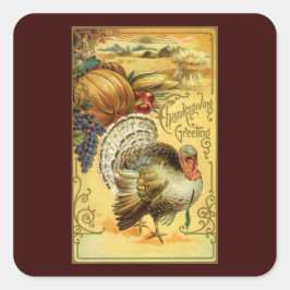  Thanksgiving Groeten met Turkije Vierkante Sticker