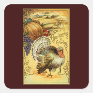 Thanksgiving Groeten met Turkije Vierkante Sticker