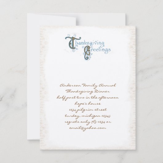 Thanksgiving Groeten Uitnodigingen (Voorkant)