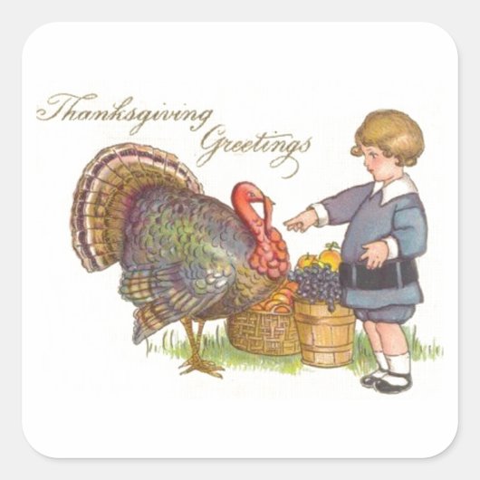 Thanksgiving groeten vierkante sticker (Voorkant)