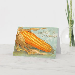 Thanksgiving Groetings Corn over de Vintage van de Feestdagen Kaart