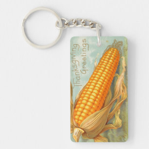Thanksgiving Groetings Corn over de Vintage van de Sleutelhanger