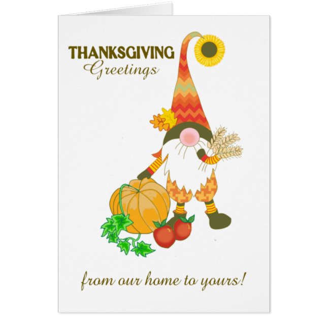 Thanksgiving groetings Cute Gnome Pumpkin (Voorkant)