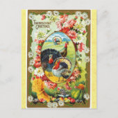  Thanksgiving Groetings Turkije Floral Briefkaart (Voorkant)