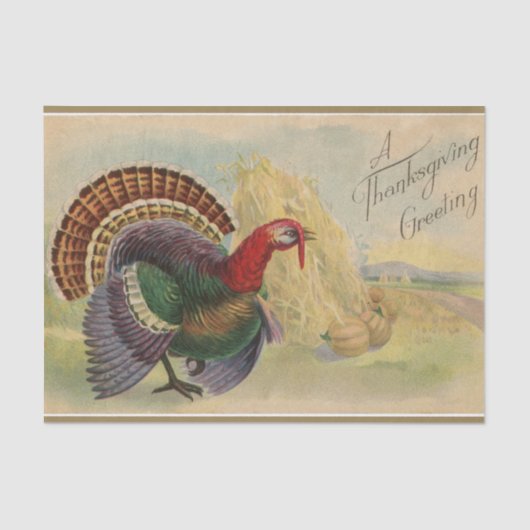  Thanksgiving Groetings Turkije Rustic Tissuepapier (Voorkant)