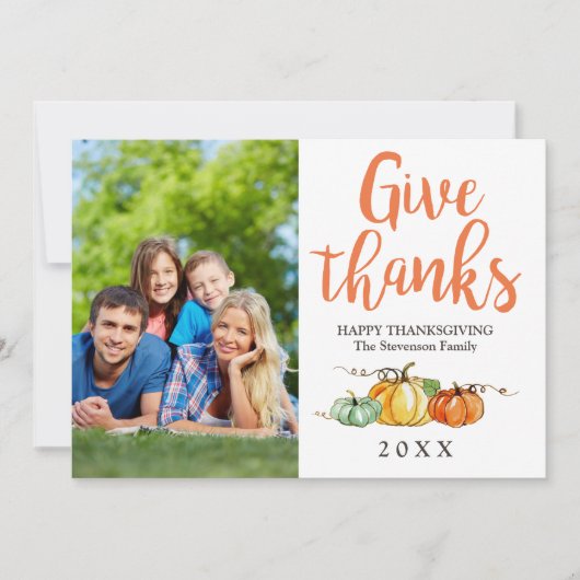 Thanksgiving Groetjes Photo Card Pumpkins Feestdagenkaart (Voorkant)