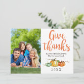 Thanksgiving Groetjes Photo Card Pumpkins Feestdagenkaart (Staand voorkant)