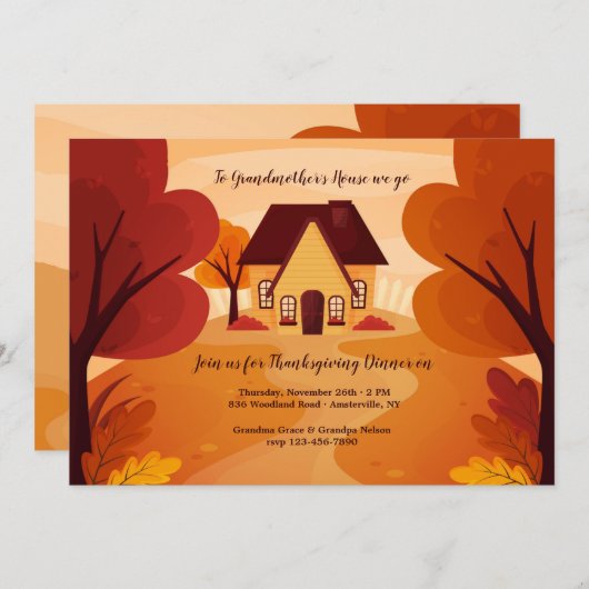 Thanksgiving grootmoeders huis kaart (Voorkant / Achterkant)