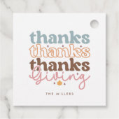 Thanksgiving groovy typografie ontwerp bedankjes labels (Achterkant)