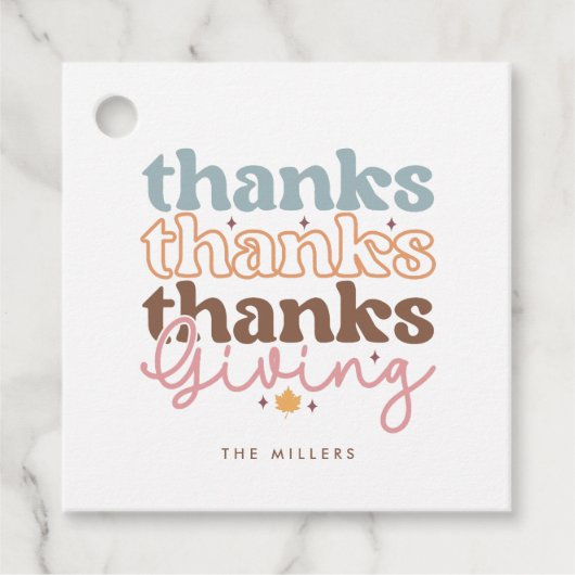 Thanksgiving groovy typografie ontwerp bedankjes labels (Voorkant)