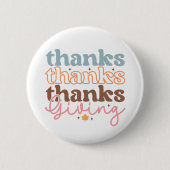 Thanksgiving groovy typografie ontwerp ronde button 5,7 cm (Voorkant)