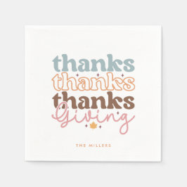 Thanksgiving groovy typografie ontwerp servet