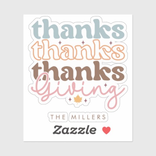 Thanksgiving groovy typografie ontwerp sticker (Vel)