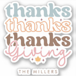 Thanksgiving groovy typografie ontwerp sticker