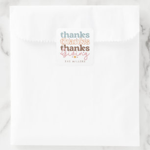 Thanksgiving groovy typografie ontwerp vierkante sticker