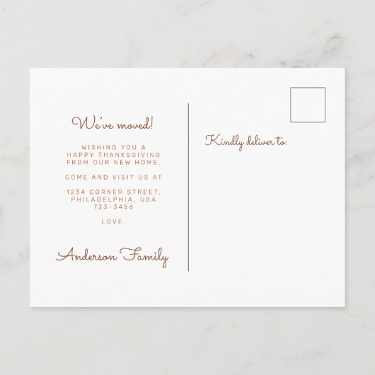 Thanksgiving grote foto nieuwe thuisvakantie aankondigingskaart (Achterkant)