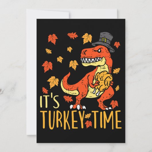 Thanksgiving Haar Turkije Tijd Herfst Blad Dinosau Kaart (Voorkant)