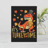 Thanksgiving Haar Turkije Tijd Herfst Blad Dinosau Kaart (Staand voorkant)