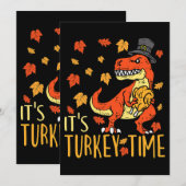 Thanksgiving Haar Turkije Tijd Herfst Blad Dinosau Kaart (Voorkant / Achterkant)