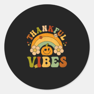 Thanksgiving Hallo Herfst Dankbare Vibes Autumn Ronde Sticker