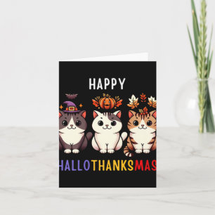 Thanksgiving Halloween Kerstkatten Happy Hallot Kaart