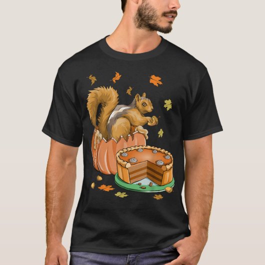 Thanksgiving Halloween Pumpkin Squirrel Funn T-shirt (Voorkant)