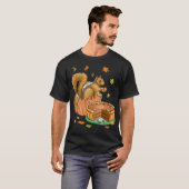 Thanksgiving Halloween Pumpkin Squirrel Funn T-shirt (Voorkant volledig)