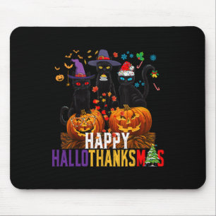 Thanksgiving Halloween van de Zwarte Cat Halloween Muismat