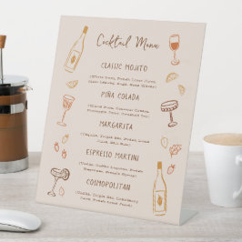 Thanksgiving Hand-Drawn Signature Cocktail Menu Reclamebord Met Voetstuk
