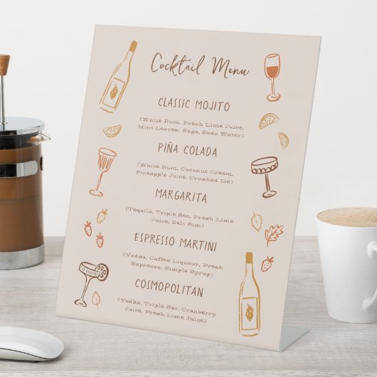 Thanksgiving Hand-Drawn Signature Cocktail Menu Reclamebord Met Voetstuk (Insitu)