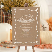 Thanksgiving Hand getrokken Turkije Kaart