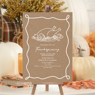 Thanksgiving Hand getrokken Turkije Kaart