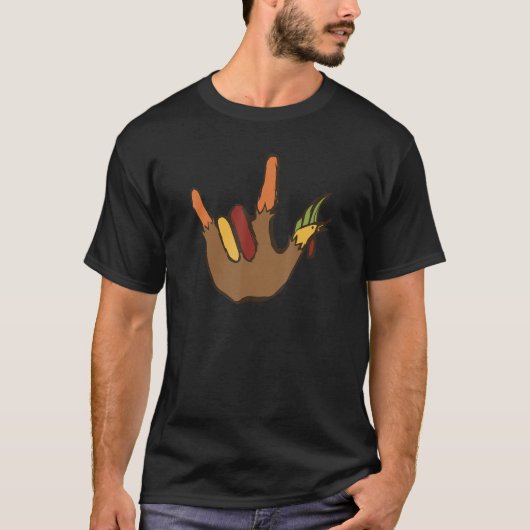 Thanksgiving Hand Turkey Rock Hand Symbol T-shirt (Voorkant)