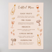 Thanksgiving Handgetekende Signature Cocktailmenu Poster (Voorkant)