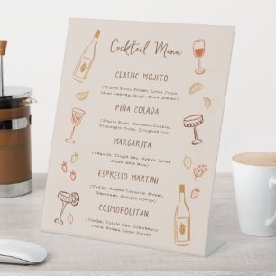 Thanksgiving Handgetekende Signature Cocktailmenu Reclamebord Met Voetstuk