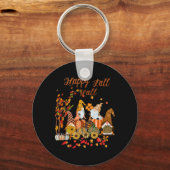 Thanksgiving Happy Herfst Yall Gnome Leopard Sleutelhanger (Voorkant)