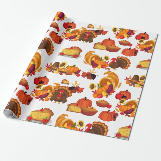 Thanksgiving Happy Turkey Day Pumpkin-cadeau Cadeaupapier (Uitgerold)