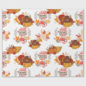Thanksgiving Happy Turkey Day Pumpkin-cadeau Cadeaupapier (Vlak)