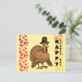 Thanksgiving Happy Turkey Day Schattigee Pelgrim C Feestdagenkaart (Staand voorkant)