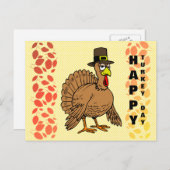 Thanksgiving Happy Turkey Day Schattigee Pelgrim C Feestdagenkaart (Voorkant / Achterkant)