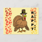 Thanksgiving Happy Turkey Day Schattigee Pelgrim C Feestdagenkaart (Voorkant)