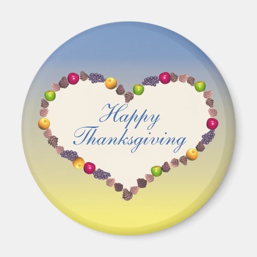 Thanksgiving hart - blauw en geel magneet (Voorkant)