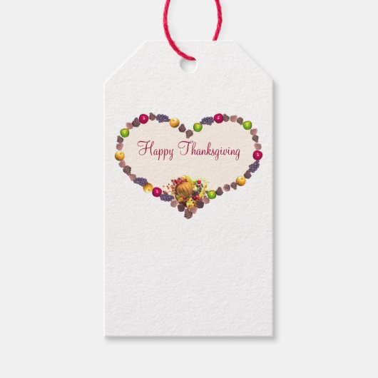 Thanksgiving Hart en Cornucopia Cadeaulabel (Voorkant)