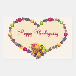 Thanksgiving Hart en Cornucopia Rechthoekige Sticker