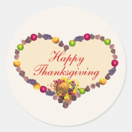 Thanksgiving Hart en Cornucopia Ronde Sticker