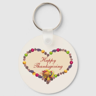 Thanksgiving Hart en Cornucopia Sleutelhanger